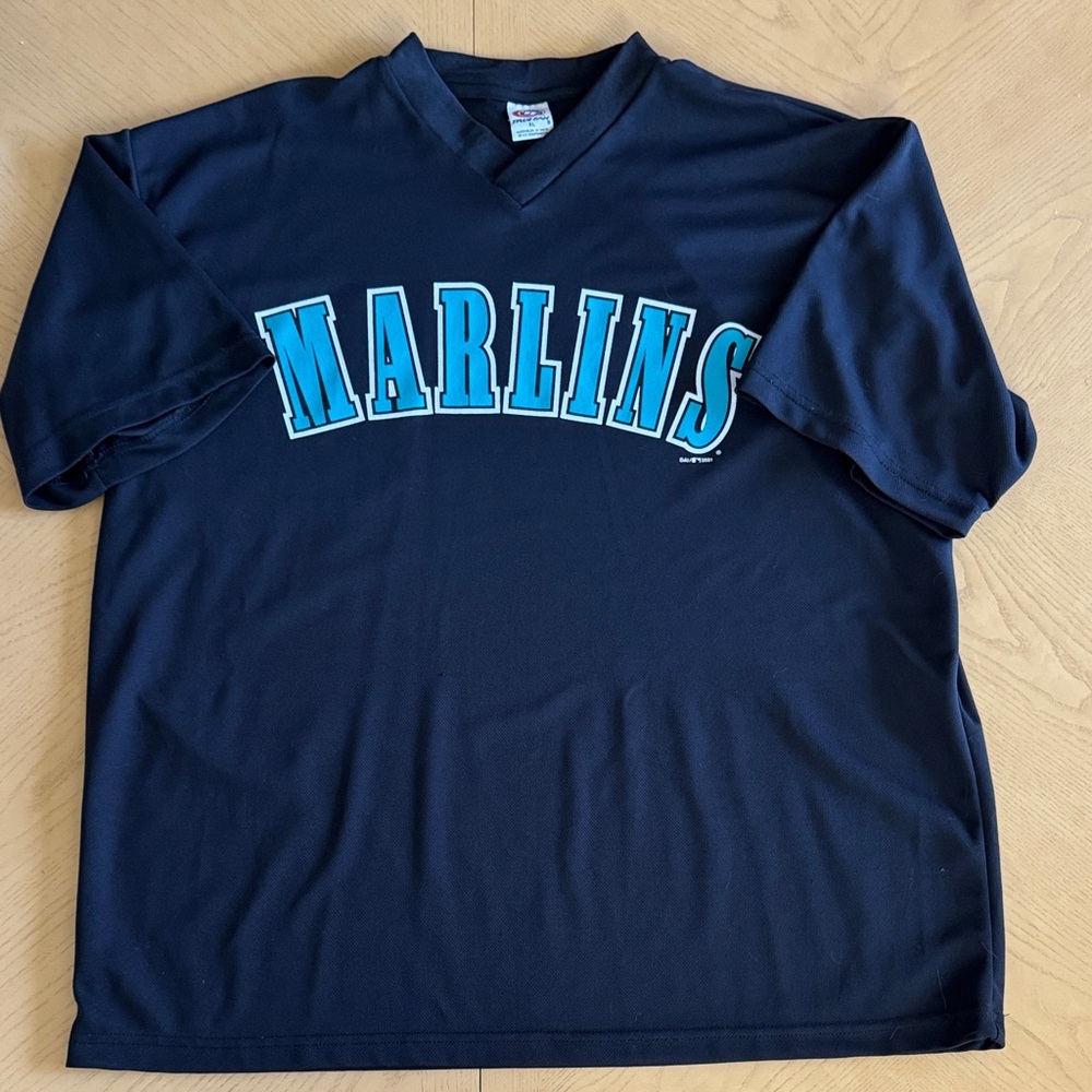 Marlins True Fan Black V-Neck Jersey T-Shirt